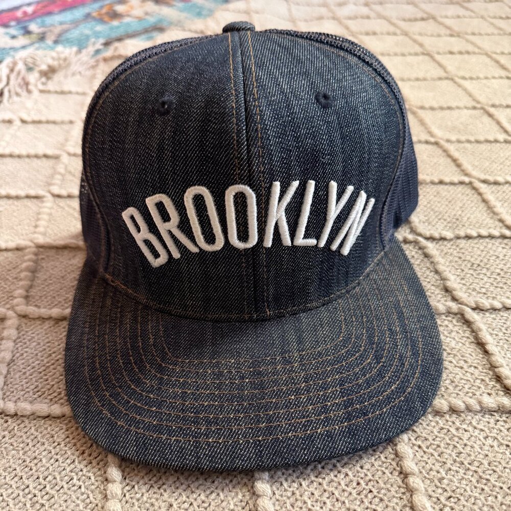 Mitchell & Ness Brooklyn Nets Denim Snapback Hat - Dark Wash